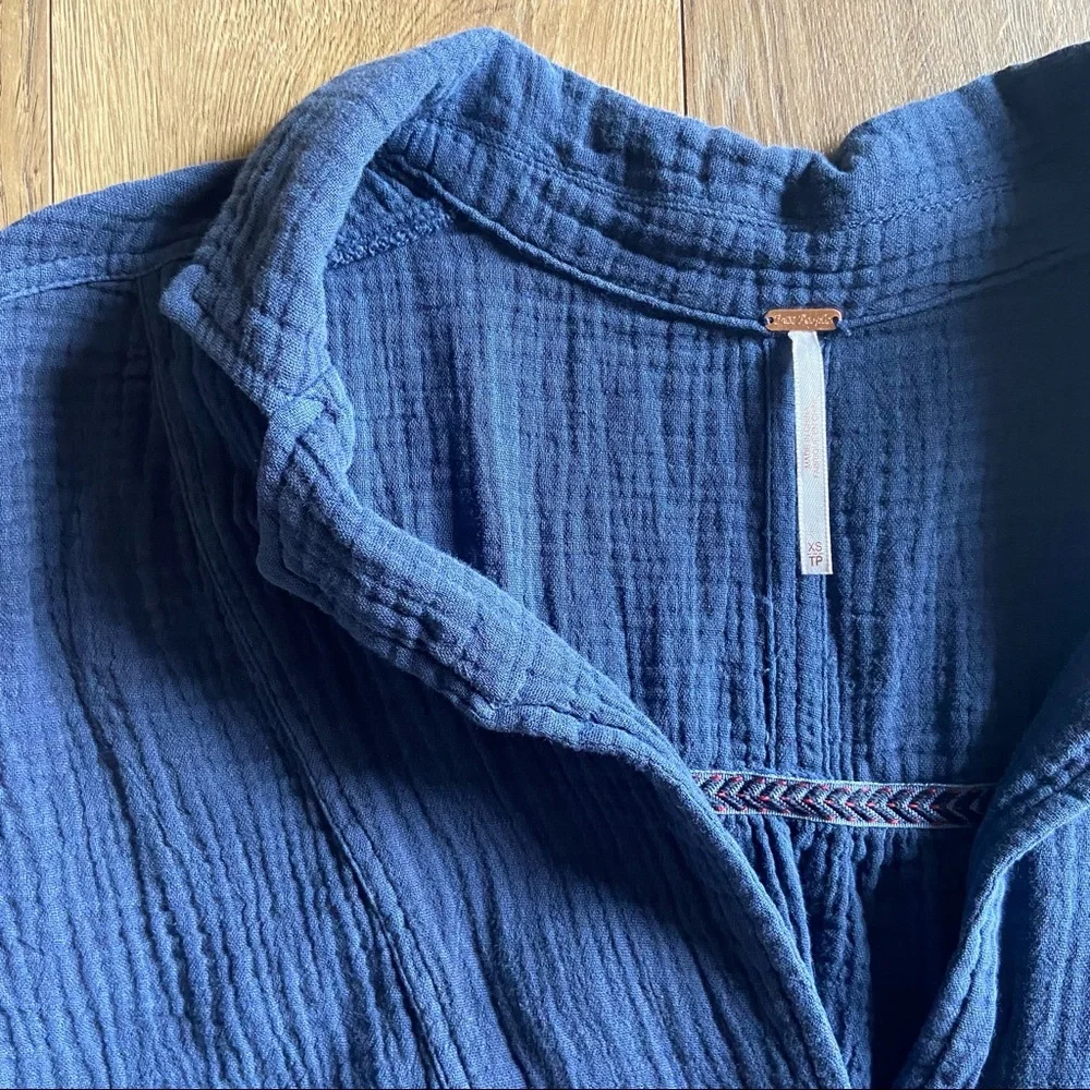 Free People Gauze Summer Button Down Top - Blue - XS - Picture 1 of 6